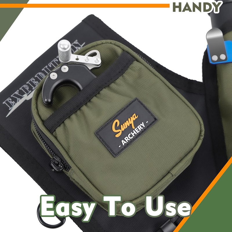 Archery Hip Quiver for Arrows - 3 Tubes Holder with Pockets & Waist Belt | Fits Compound & Recurve Bows