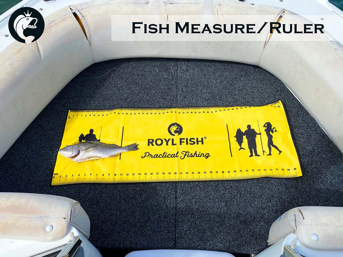 ROYL FISH Bait Towel & Fish Ruler. Fish Measuring Board Fishing Towel. Quick Dry Microfiber Towel with Clip.