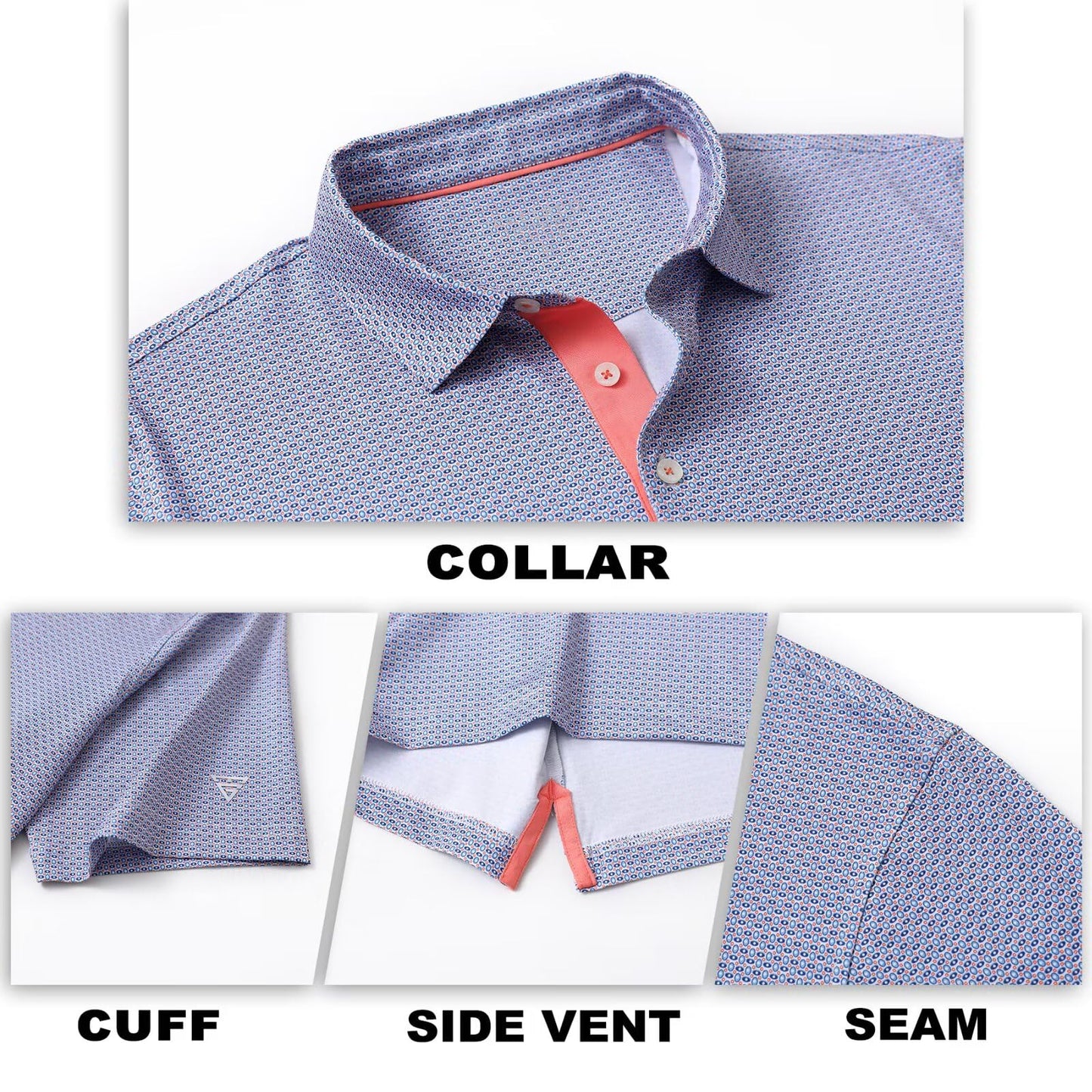 M MAELREG Golf Shirts for Men Dry Fit Print Patterns Performance Moisture Wicking Mens Polo Shirts Short Sleeve