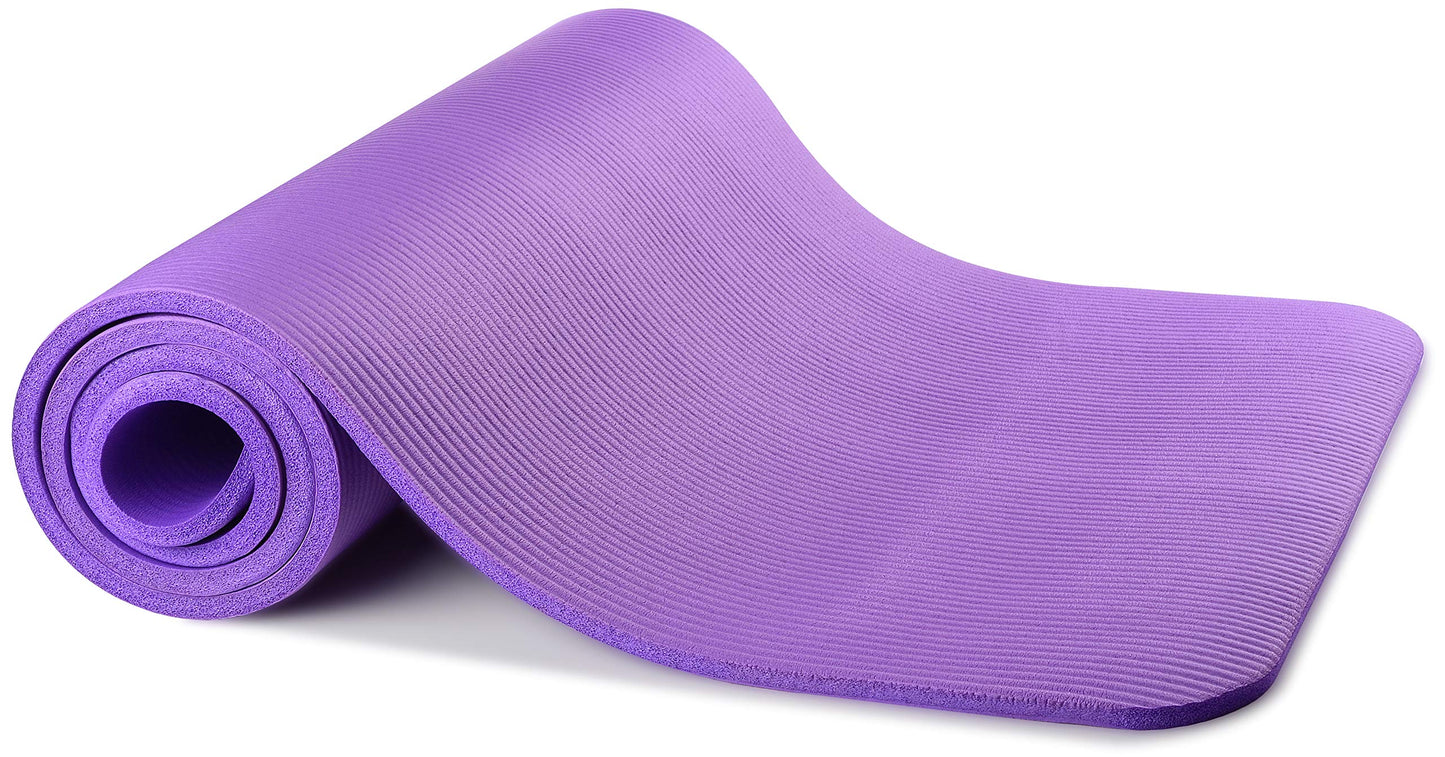 Signature Fitness All Purpose 1/2-Inch Extra Thick High Density Anti-Tear Exercise Yoga Mat with Carrying Strap, Purple