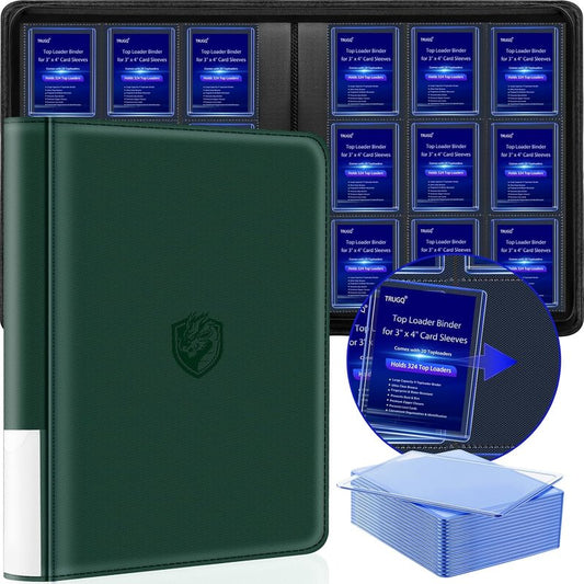 Toploader Binder - Holds 324 Toploaders | Waterproof PU Leather + Anti-Yellowing Inserts | Portable Card Storage for Sports & Game Cards