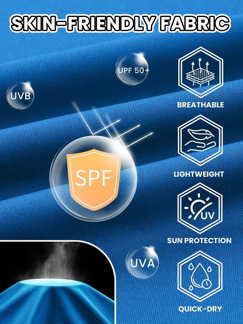 ZITY 7 Pack Sun Shirts for Men UV Protection Long Sleeve Crew Neck Running Activewear T-Shirts Fishing Workout Gym Shirt