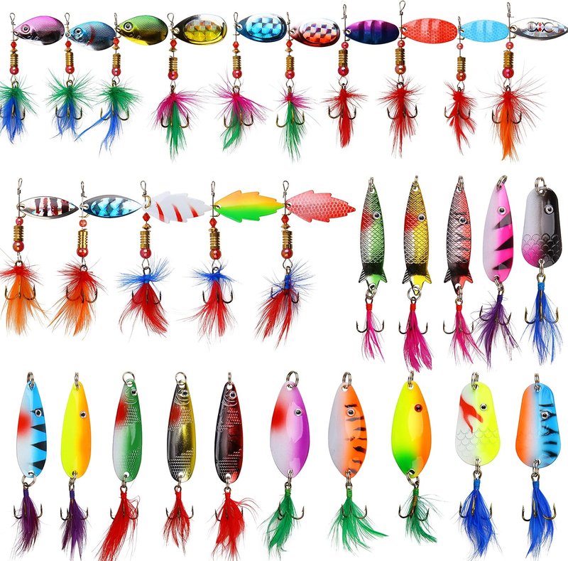 Fishing Lures Kit - Rooster Tail Spinner Baits for Bass, Trout & Pike | Hard Bait Crankbaits