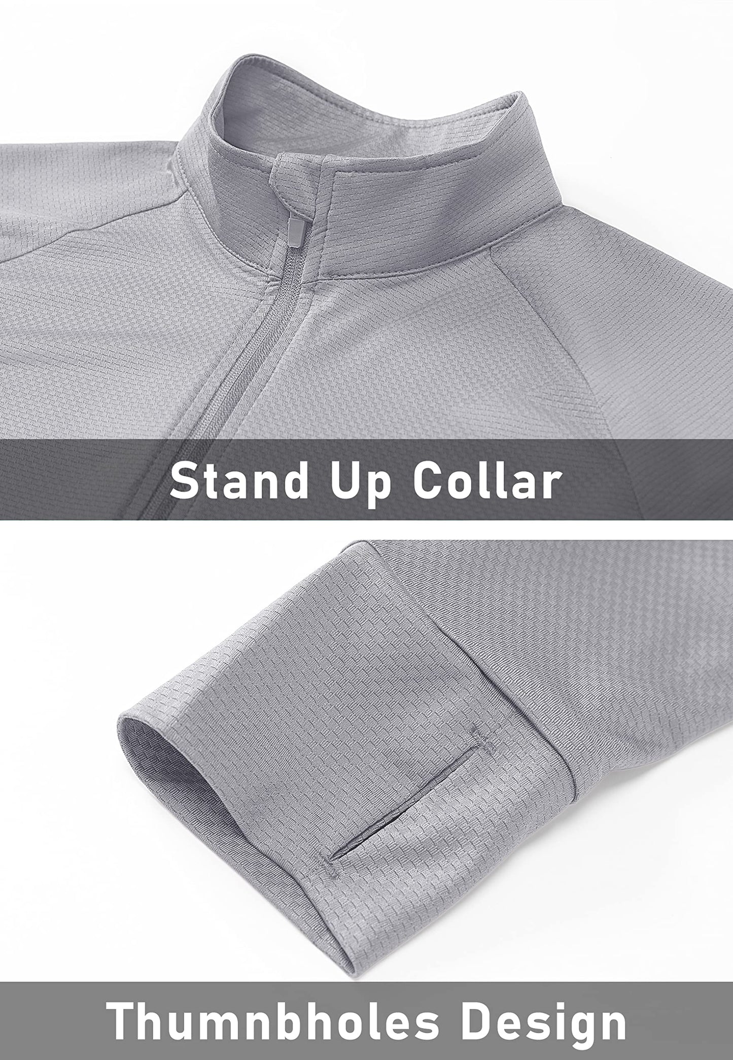 MAGCOMSEN Lightweight Jacket for Women UV Protection Long Sleeve Shirts Quick Dry Running Hiking Shirts Light Grey M