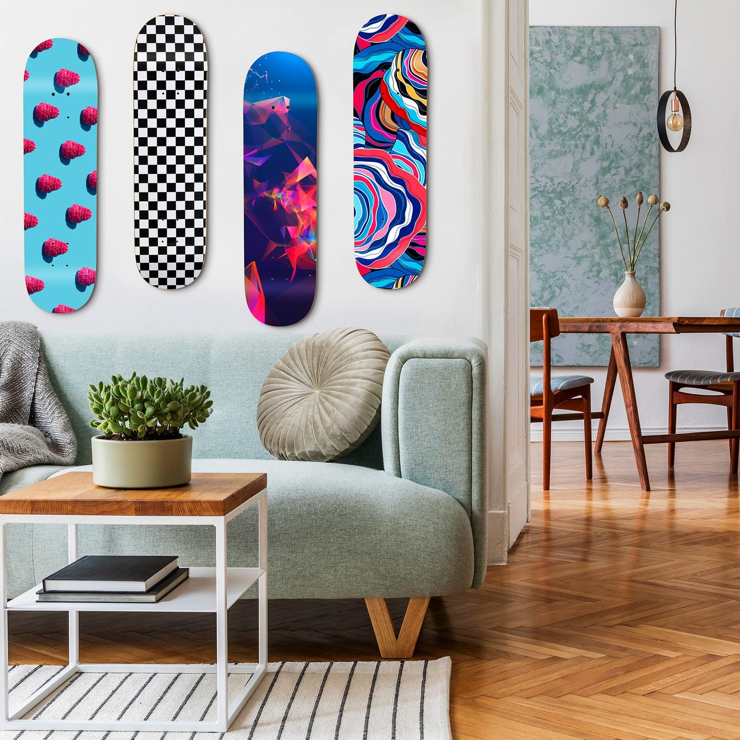 MIUONO Skateboard Wall Mount, Skateboard Deck Holder Wall Display Shelf, High Load Capacity Design 2 Pack
