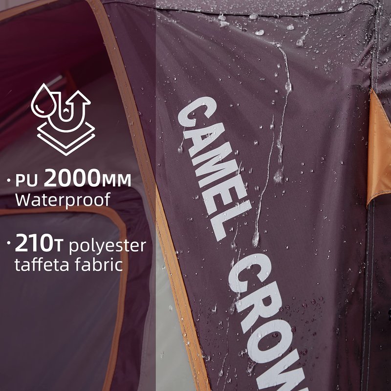 CAMEL CROWN Tents for Camping 4 Person Waterproof Tent Quick Setup Folding Outdoor Backpacking Tents Family Hiking