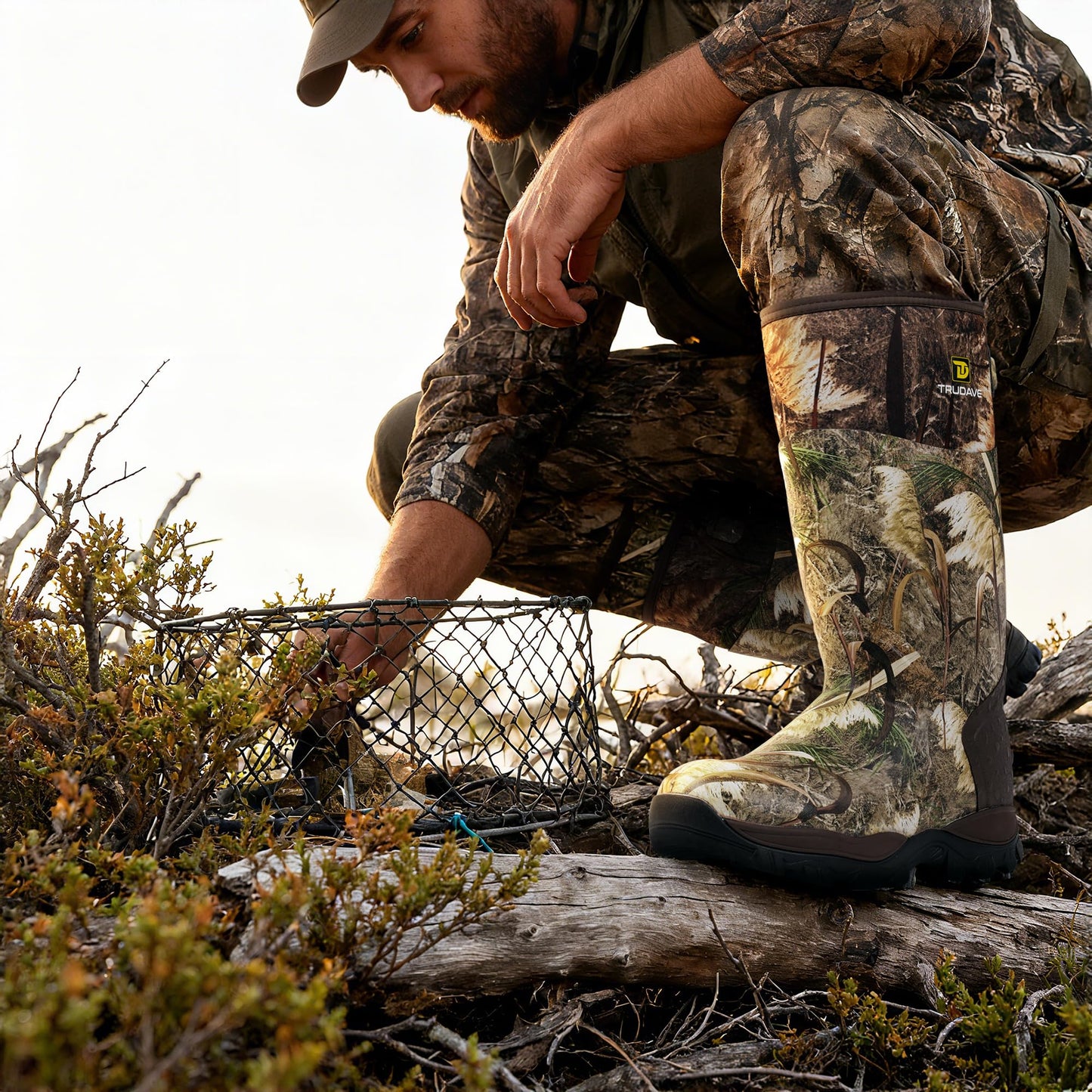 Trudave Hunting Boots for Men - 6mm Neoprene Camo Insulated And Waterproof Rubber Boots with Steel Shank