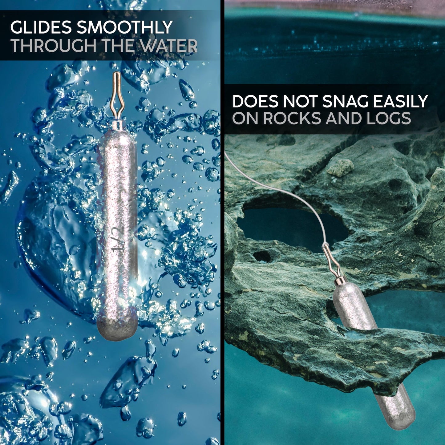 Reaction Tackle Drop Shot Weights for Bass Fishing - Skinny Pencil Sinkers for Drop Shot Rig - Freshwater and Saltwater Finesse Fishing - Silver 46 Piece Kit