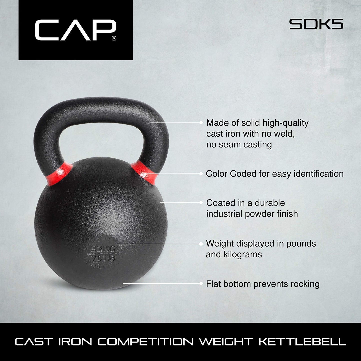 CAP Barbell Cast Iron Competition Kettlebell Weight, 44 Pounds