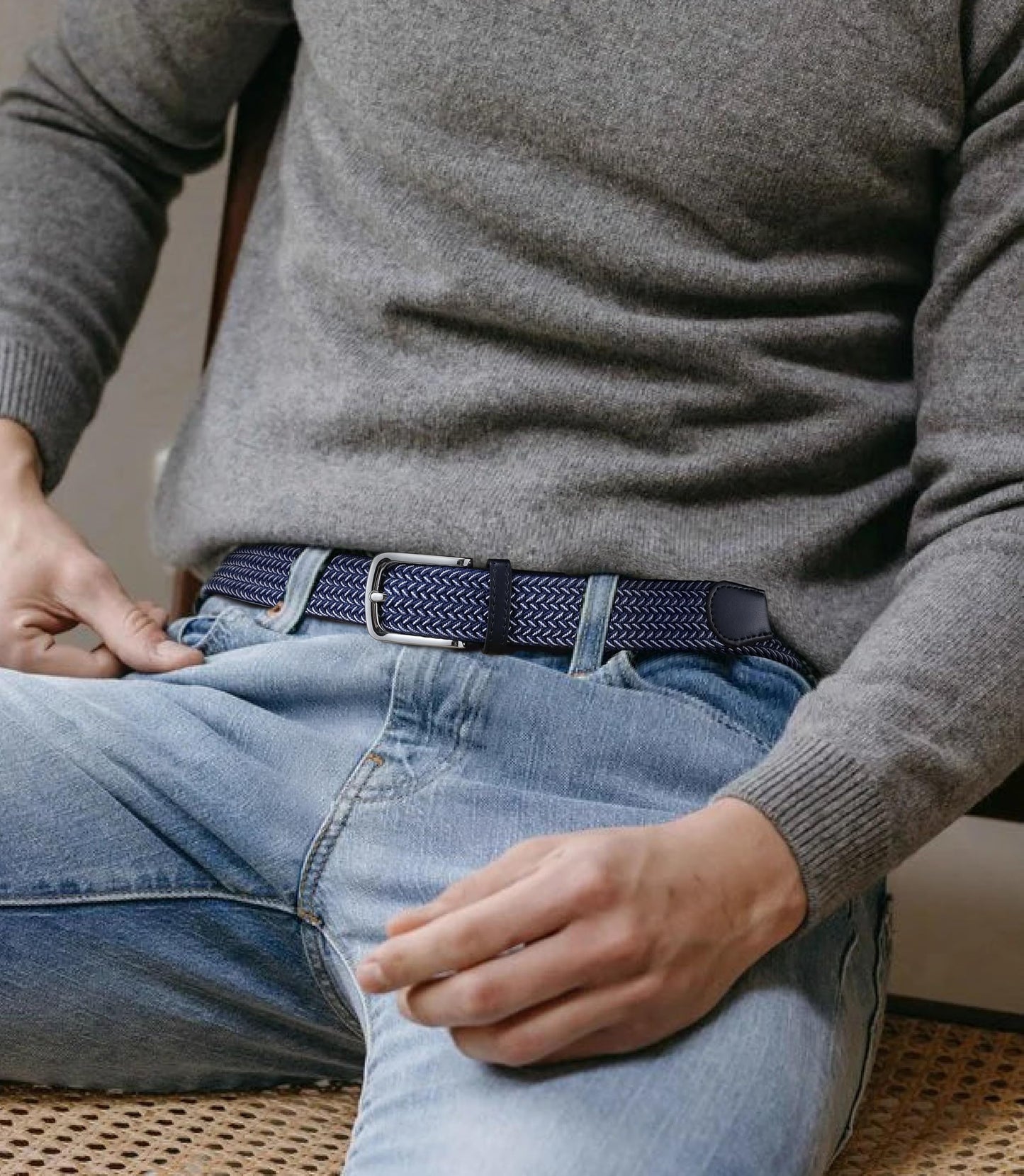 CHAOREN Stretch Mens Belt - Braided Elastic Golf Belt for Men 1 3/8"- Fits Casual Jeans & Shorts