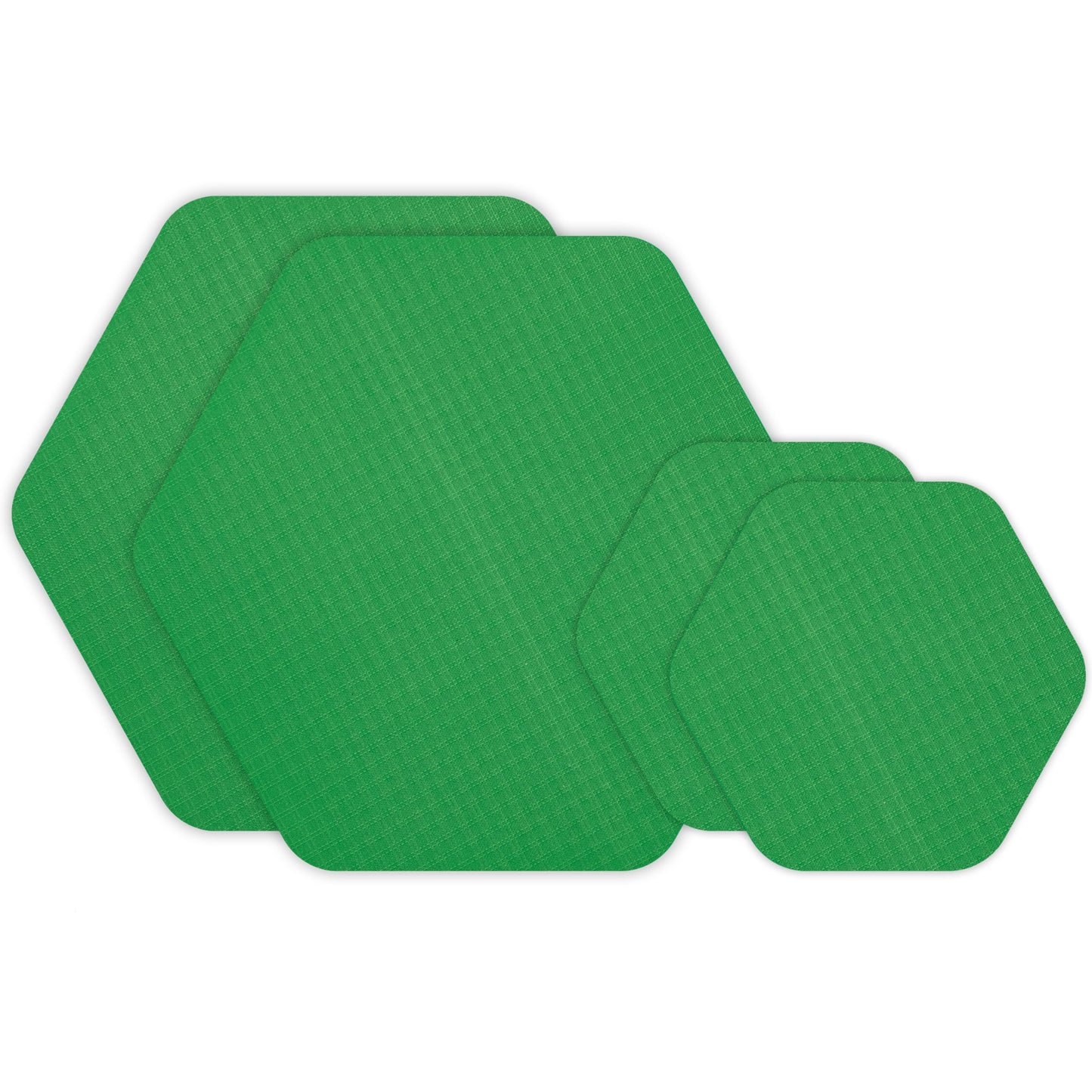 GEAR AID Tenacious Tape Hex 2.5” and 1.5” Shapes, Micro-Ripstop Outdoor Fabric Repair Patches, Peel-and-Stick to Fix Holes and Burns in Down Jackets, Rain Gear, Tents, Tarps and More, Green, 4 Patches