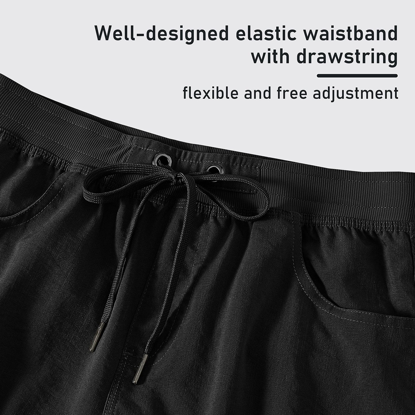 MoFiz Hiking Shorts for Women 10" Quick Dry Active Athletic Cargo Shorts Lightweight Summer Casual Running Shorts with Pockets Black XL