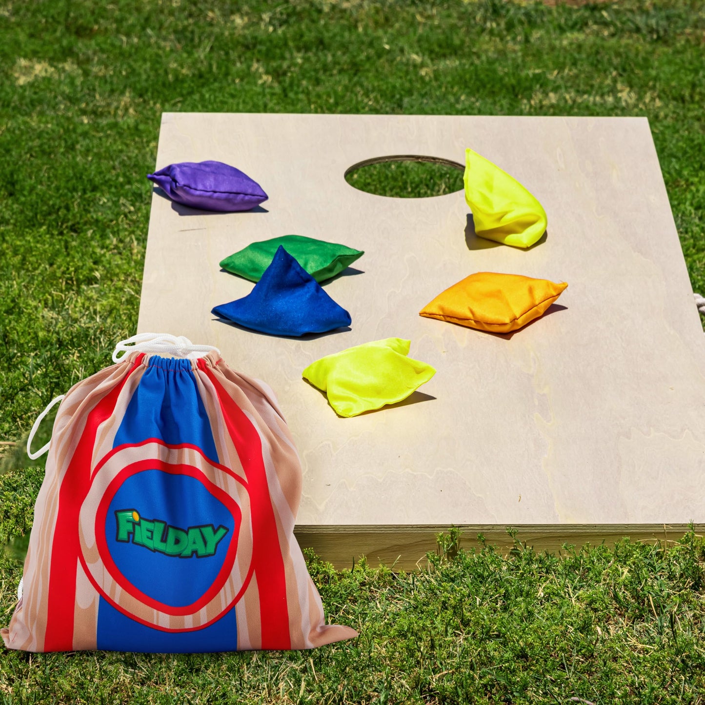JOYIN 16 Cornhole Bean Bags for Tossing (4.7” x 4.7”), Durable Nylon All-Weather Game, Includes 16 Bean Bags and a Carry Bag, Cornhole Game Set, Party Supplies for Kids & Adults