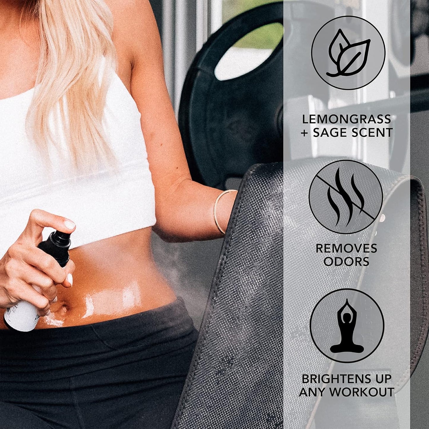Sweet Sweat Waist Trimmer Pack - Black/Pink Medium with Lemongrass & Sage Oil Cleaning Spray