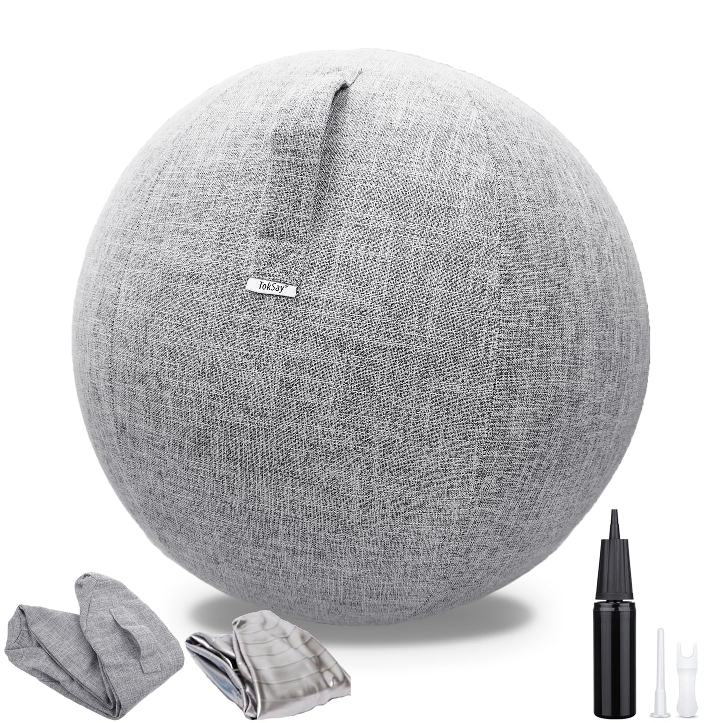 TokSay Exercise Ball Chair with Fabric Cover, Standard Size (25inches/65cm), for Home Offices, Balance Training, Yoga Ball