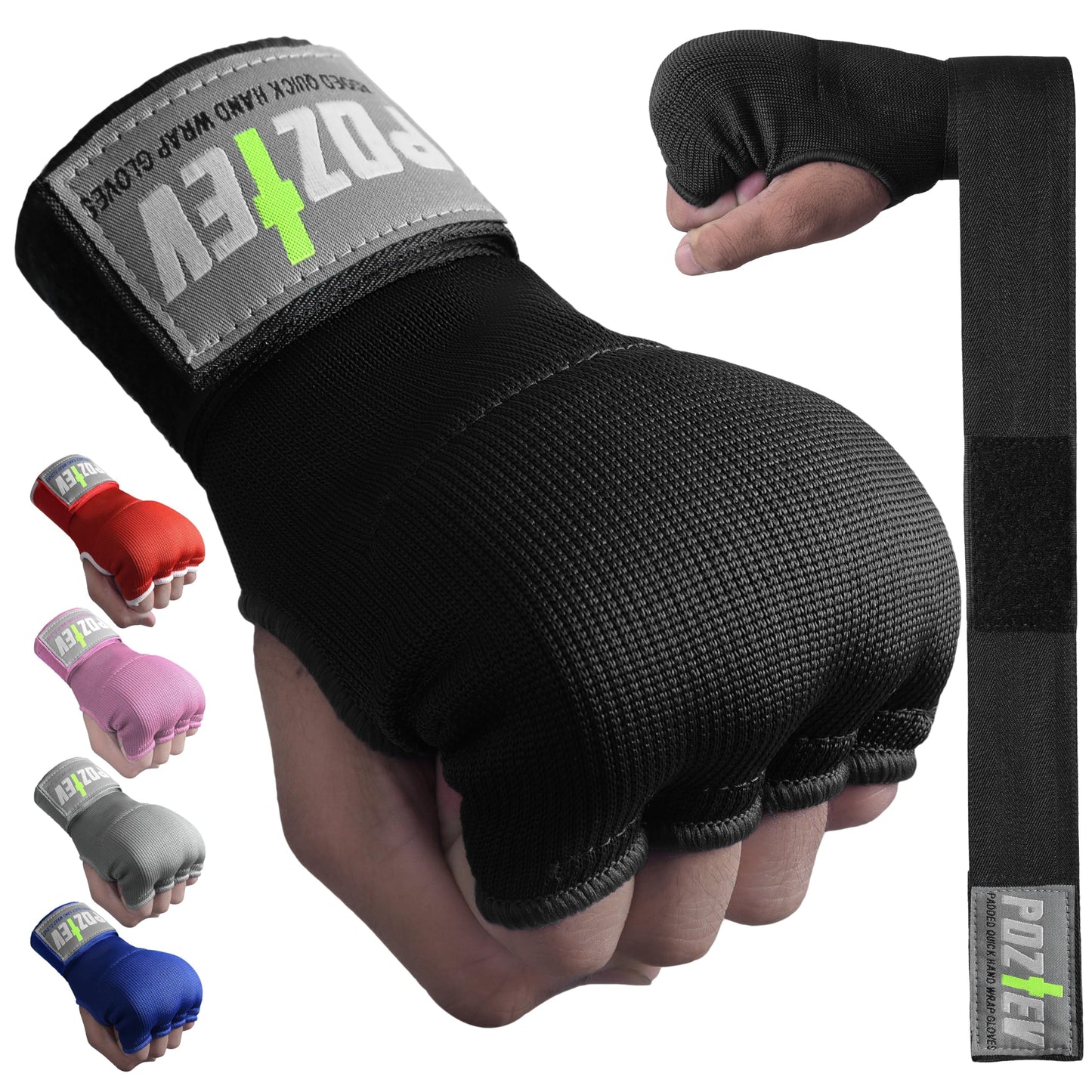 POZTEV Boxing Hand Wraps for Men & Women - Boxing Quick Wraps Inner Gloves Kickboxing Handwraps for Boxing Gloves Gear Knuckle Support Elastic Wrist Straps for Training MMA Shadowboxing Muay Thai
