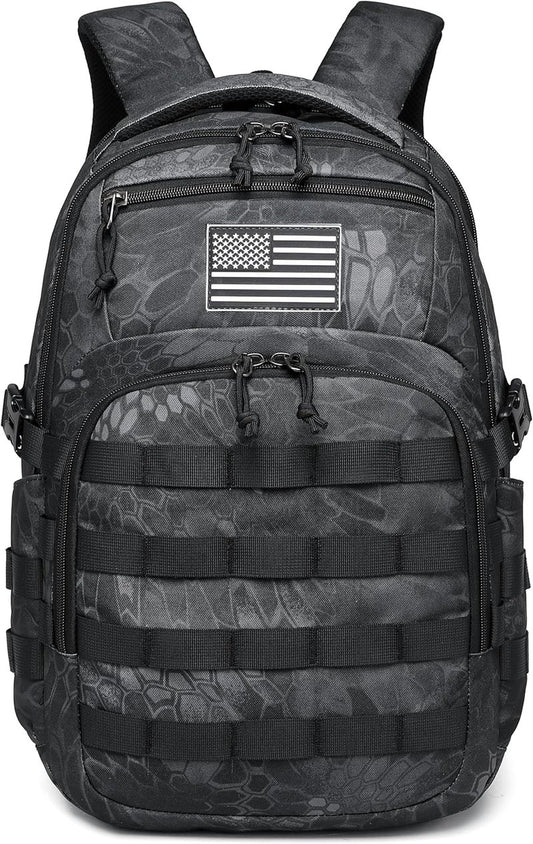 Tactical Military Backpack for Men - Small Black Assault Bag with Multiple Compartments