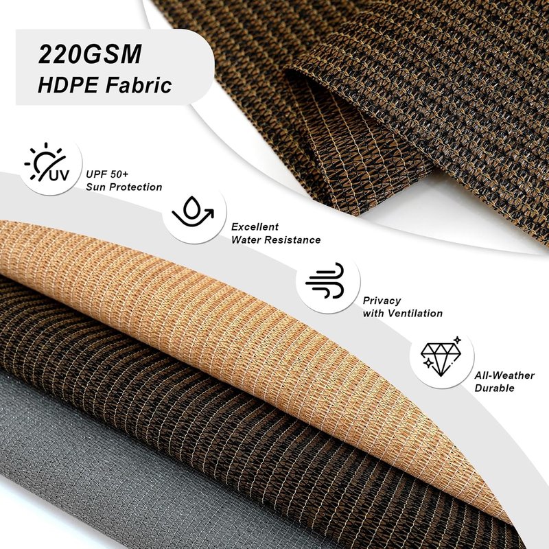 Outdoor Roller Shade - Cordless Patio Roll Up Blinds for Porch & Gazebo | 4' W x 6' H, Mocha