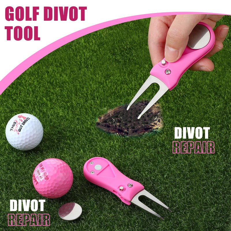 WinnerWhy 21pcs Pink Golf Accessories Kit for Women Masters Softball Easter Gift Golf Ball Set with Towel for Masters Party Women Man Gifts