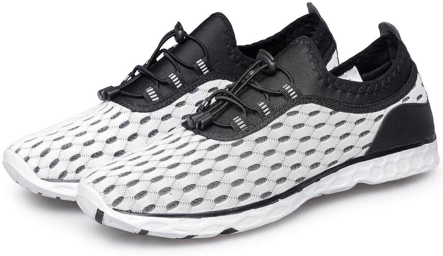 DOUSSPRT Men's Water Shoes Quick Drying Sports Aqua Shoes White Size 11