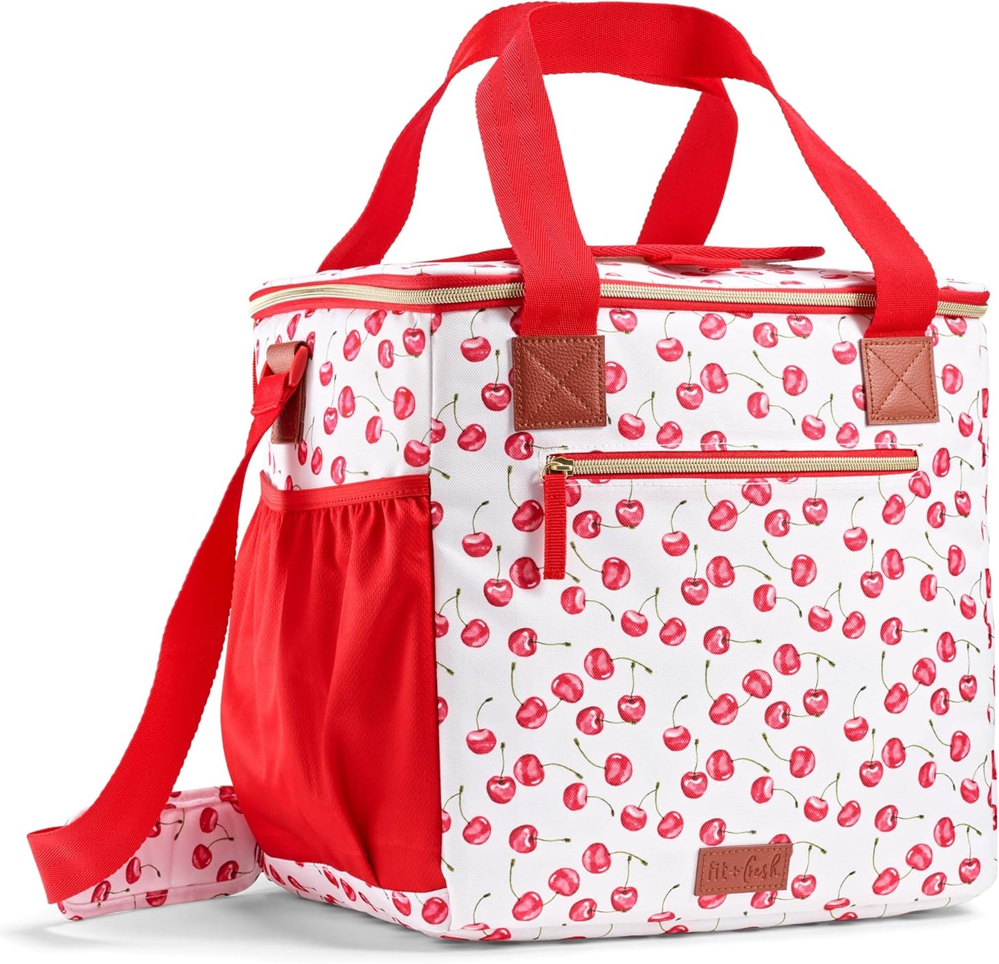 Fit & Fresh 24-Can Soft Cooler Bag - Insulated, Leak-Resistant, Portable Cherry Travel Cooler