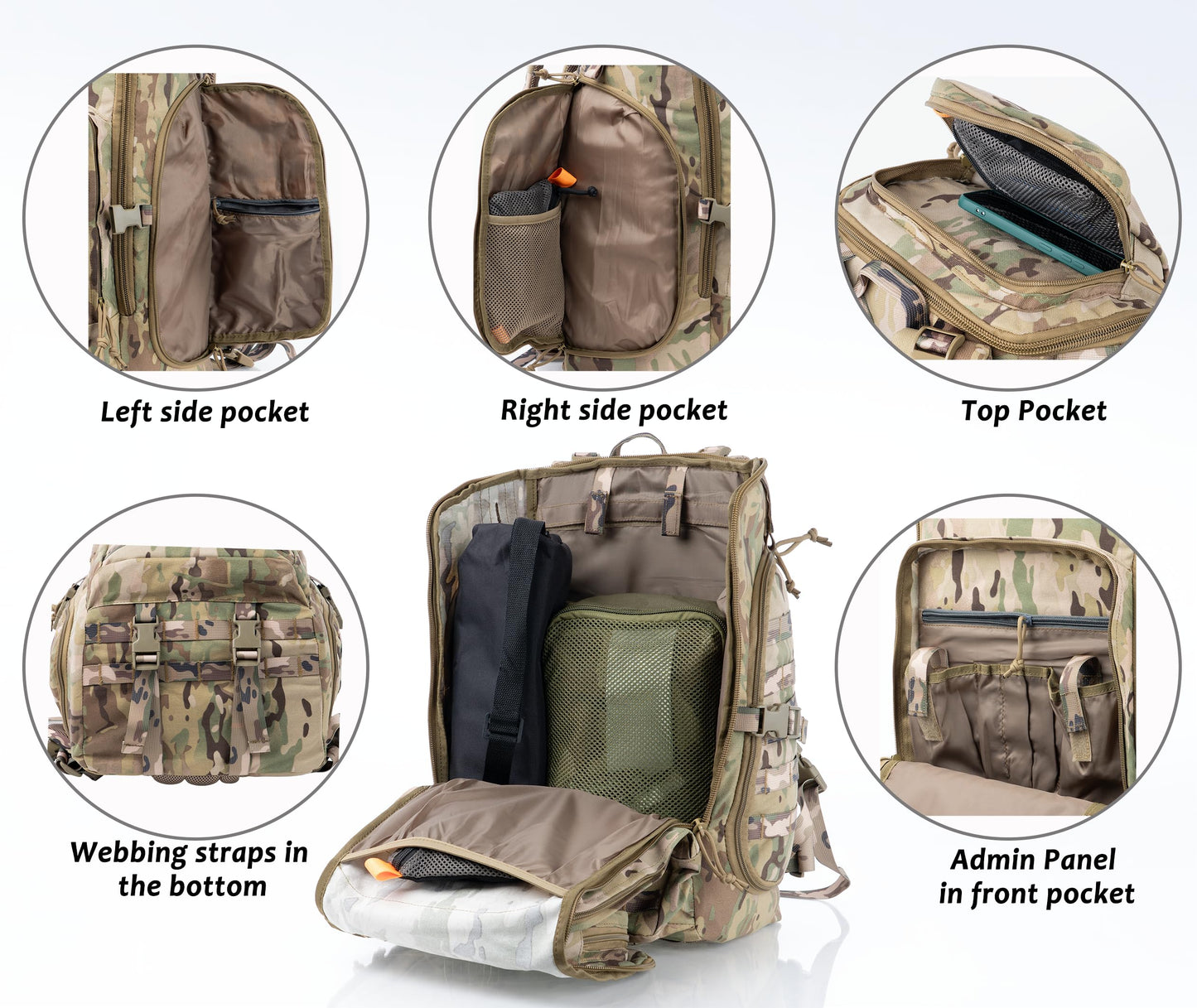 XMILPAX 35L Tactical Backpack Military Rucksack MOLLE Quick-Access Flap EDC Pack for Hiking Camping Travel Work Bugout Emergency