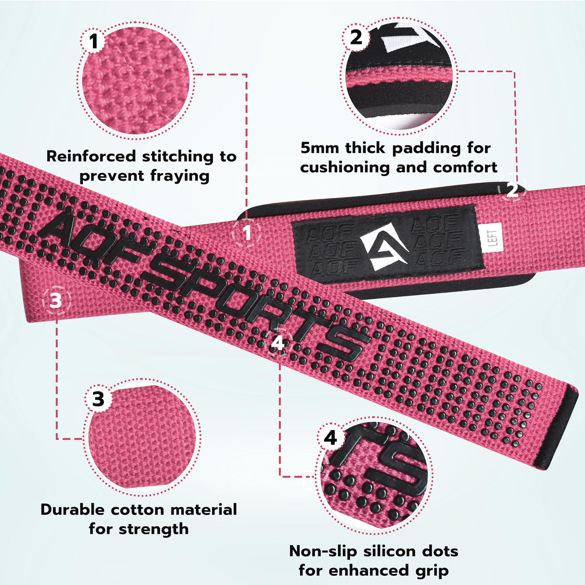 AQF Lifting Wrist Straps for Weightlifting, 23" Neoprene Padded Gym Strap