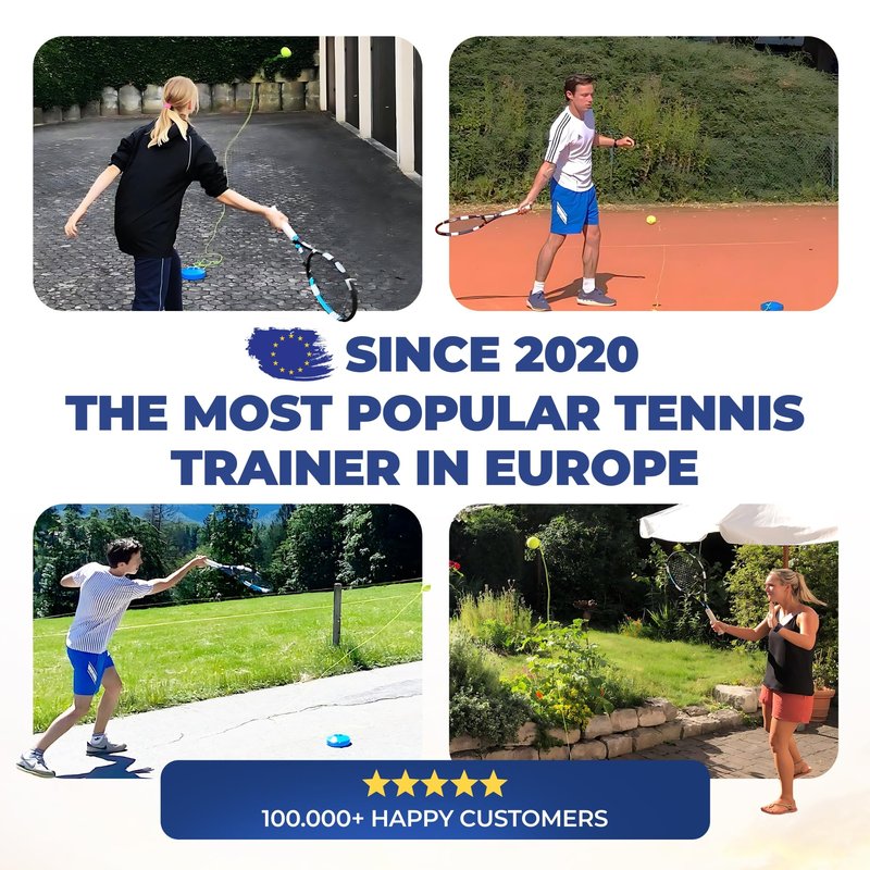MOVEMATE Tennis-Trainer Set with Wilson® Tennis Ball | Innovative Ball Game for Outdoors, in The Garden, in The Park for Children & Adults | Incl. Transport Bag & Exercise Videos