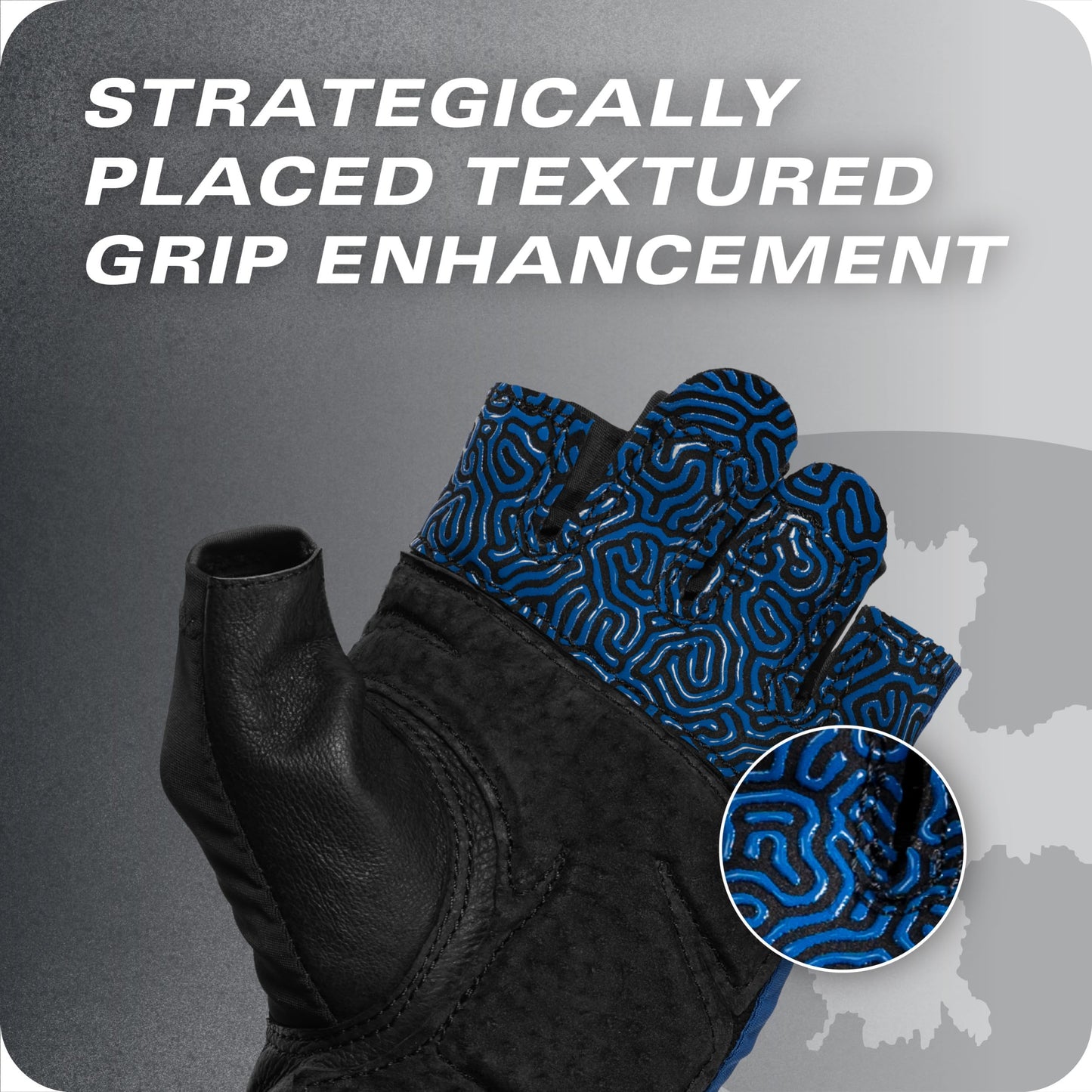 Harbinger Training Grip Wrist Wrap Gloves - Enhanced Grip & Wrist Support, Breathable Lycra Back, Padded Leather Palm, Half-Finger Design, Quick Pull Tabs, Ideal for Weightlifting, Blue, Large