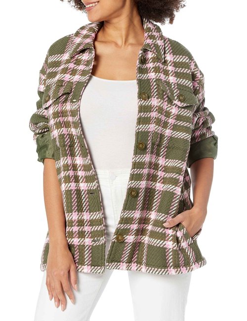 Outerknown Cloud Weave Shirt Jacket Faded Olive Halo Plaid M