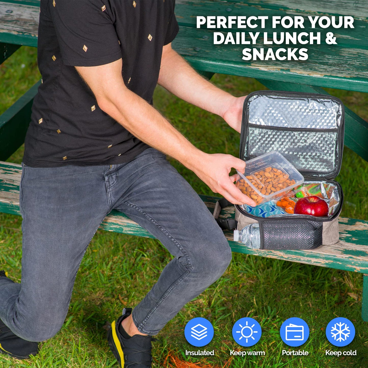 Healthy Packers® Lunch Bag for Women Insulated | Lunch Box for Men Heavy Duty | Cooler Lunch Bag for Work, School & Outdoor - Waterproof, Leakproof with Water Bottle Holder