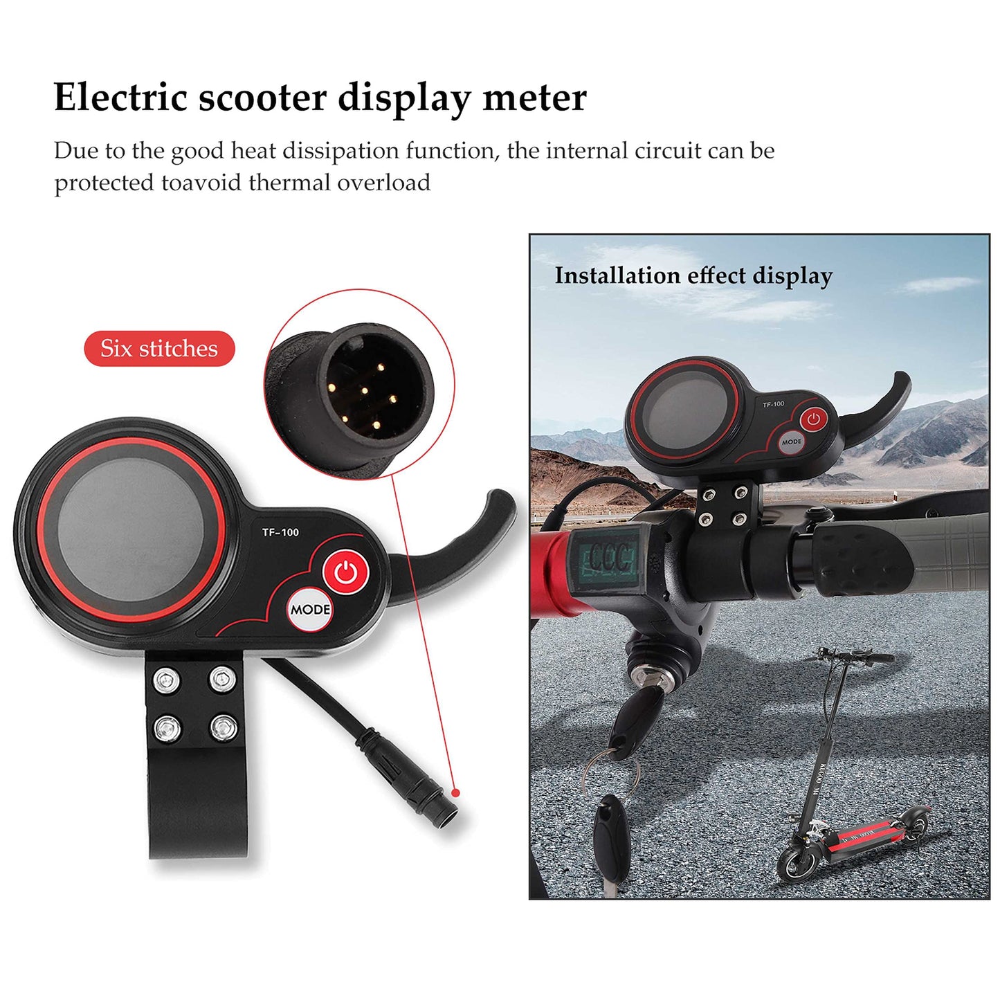 Yungeln Electric Thumb Throttler Controller with Display 48V TF-100 Electric Display Panel Compatible with KUGOO M4 Electric Scooter