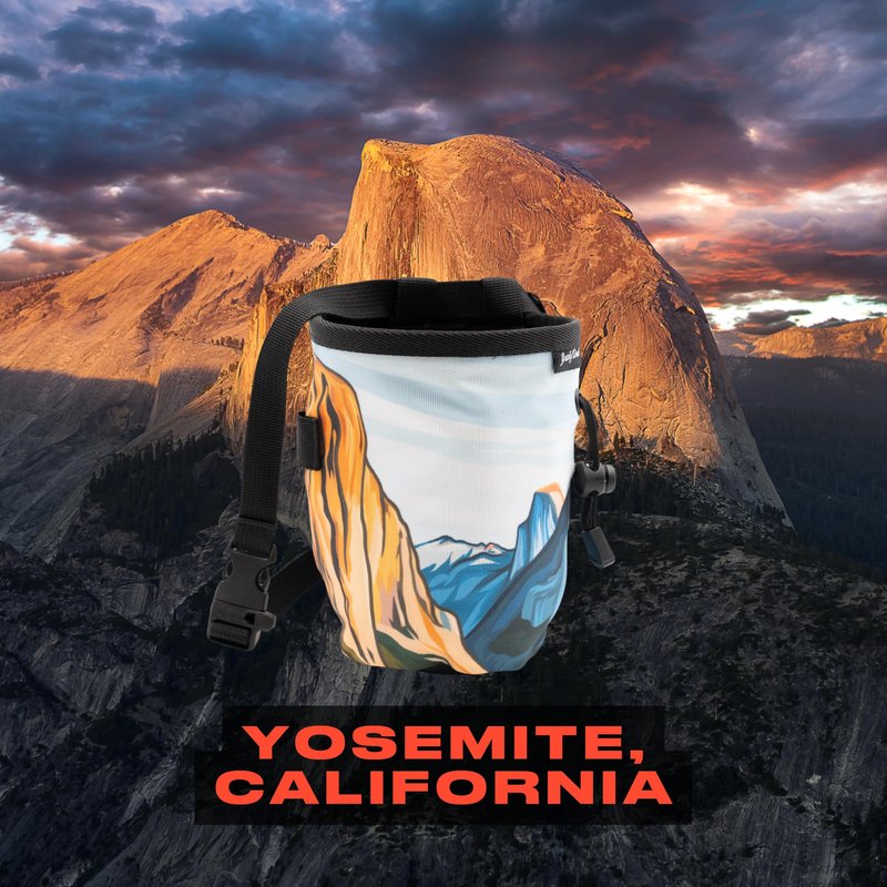 GNARLY DOOD Yosemite Rock Climbing Chalk Bag | for Outdoor, Gym, & Bouldering | Adjustable Waist Belt, Durable Drawstring Closure, & Zippered Pocket