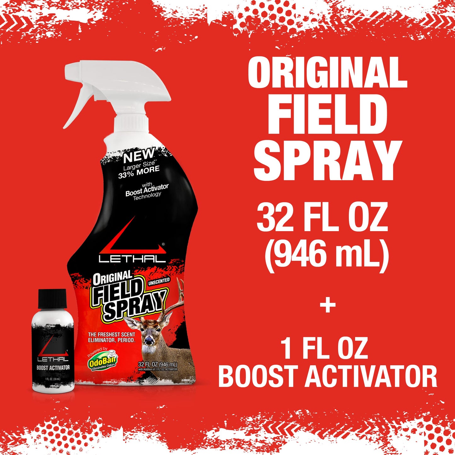Lethal Original Field Spray with Human Scent Eliminating Agent for Hunting Clothes, Gear, and Equipment, Unscented, 32 Ounce Spray Bottle