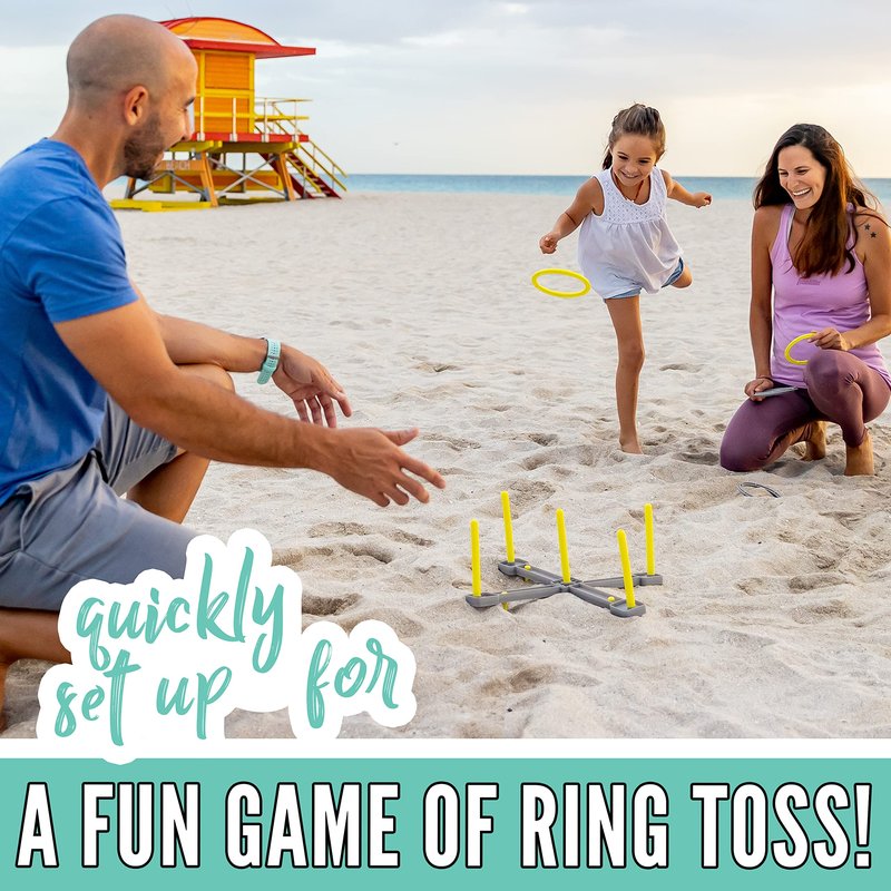 Franklin Sports Fun 5 Combo Set - Badminton - Volleyball - Ring Toss - Flip Toss - Flying Disc