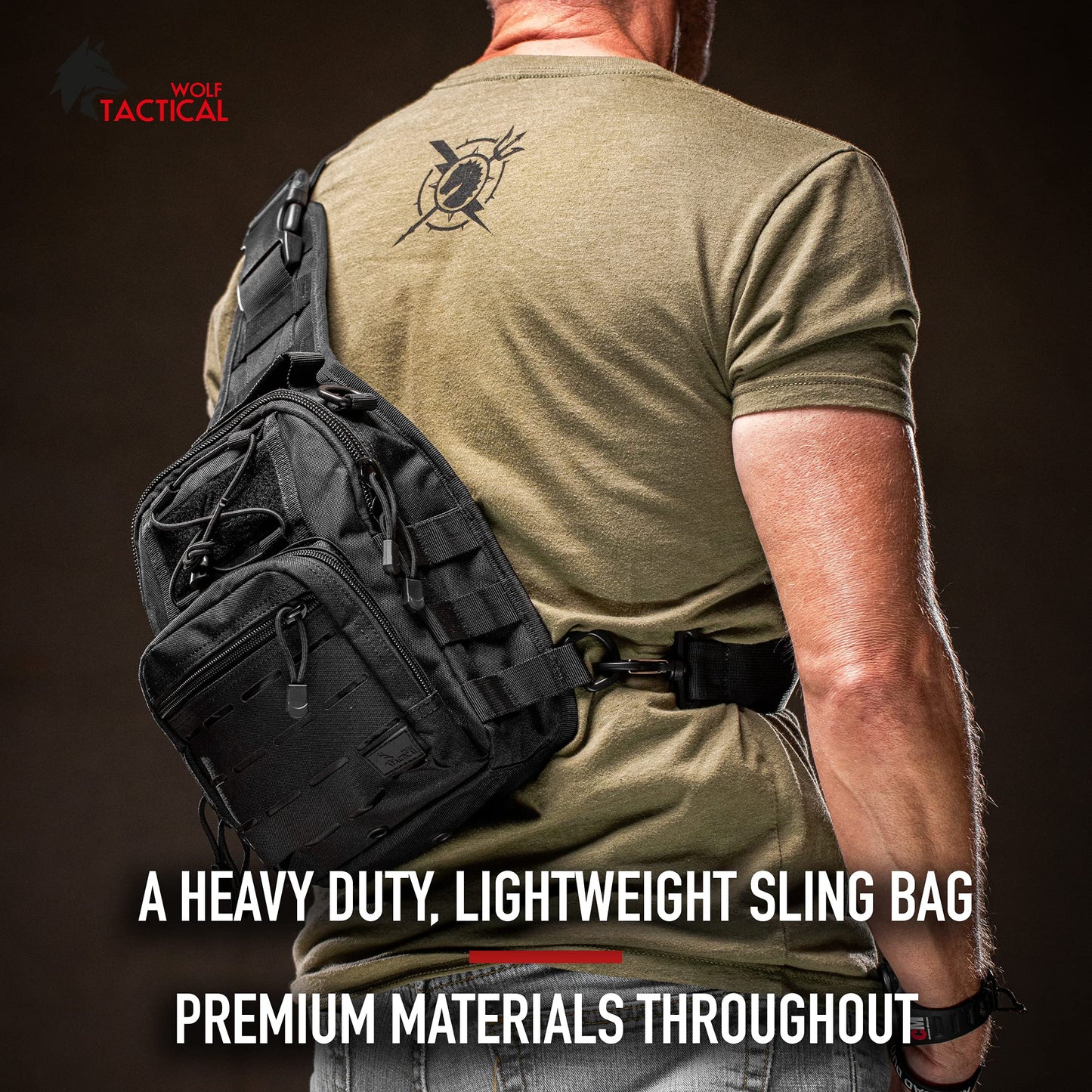 WOLF TACTICAL Compact EDC Sling Bag - Concealed Carry Shoulder Bag for Range, Travel, Hiking, Outdoor Sports (Multicam)