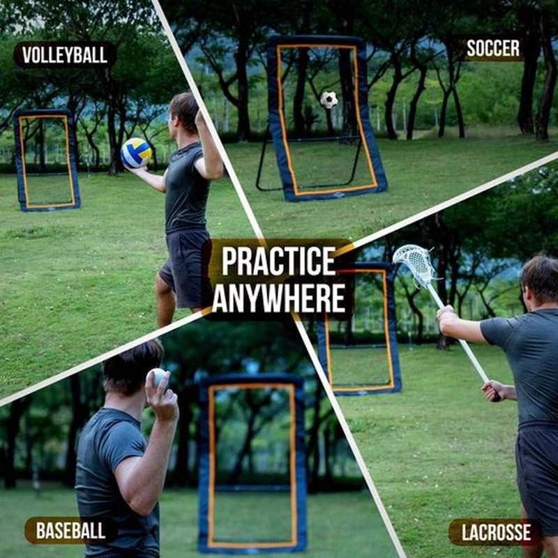 Lacrosse Rebounder for Backyard & Volleyball Rebounder with Bonus Target Net, 5 Rebound Angles, Strong Bounce back, 4x7ft Large Practice Area - Durable Volleyball Rebounder Net for Multisport Training