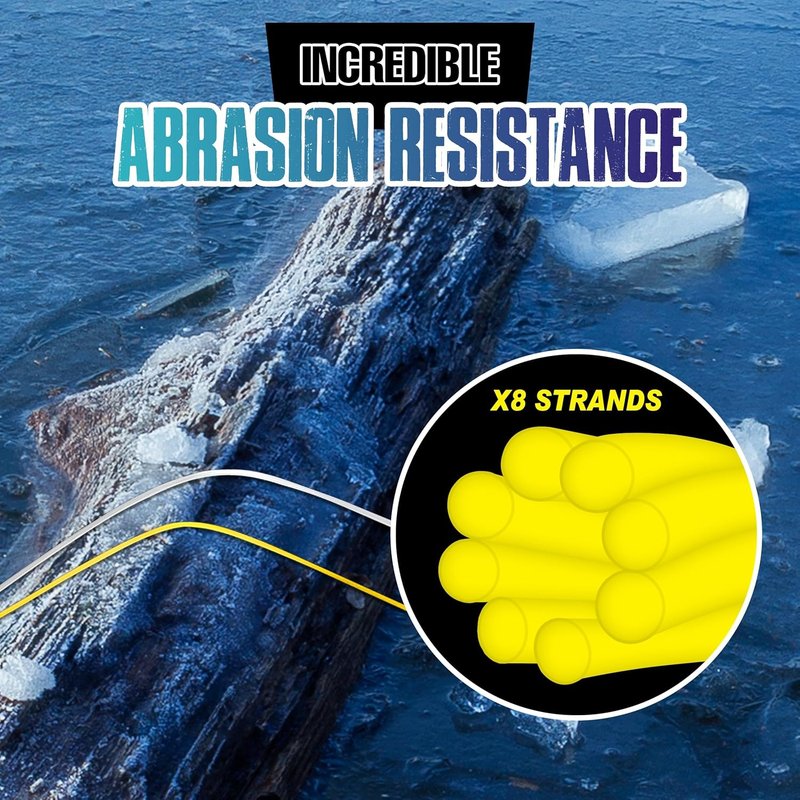 Ice Fishing Braided Fishing Line - 8 Strands, Zero Memory, 150 Yard Spools | Super Strong Pro Grade