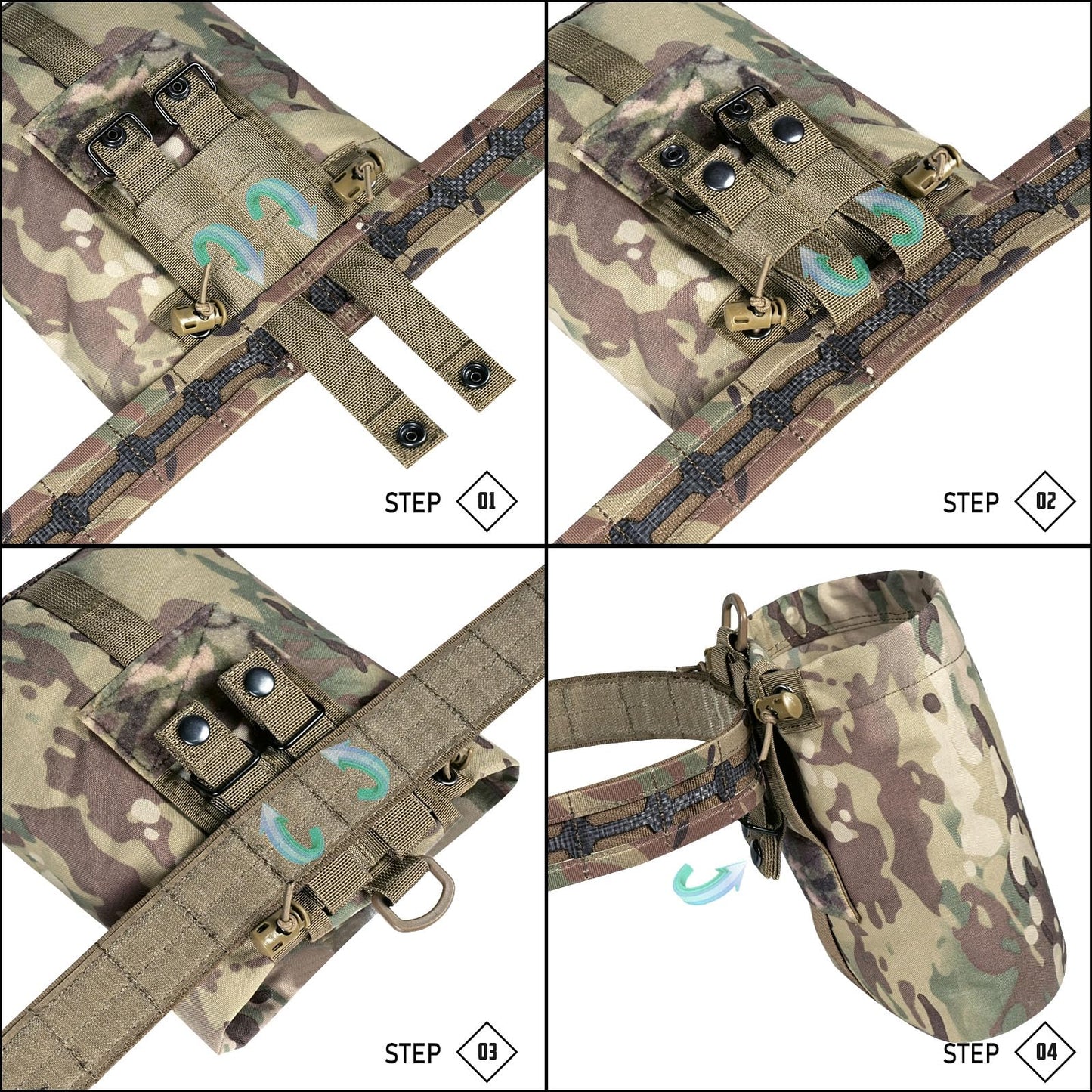 Lonloke Dump Pouch for Belt with 2 Removable MOLLE Straps, Foldable Roll-Up Drawstring Recovery Mag Magazine Ammo Tool Bag for Hunting Shooting Paintball