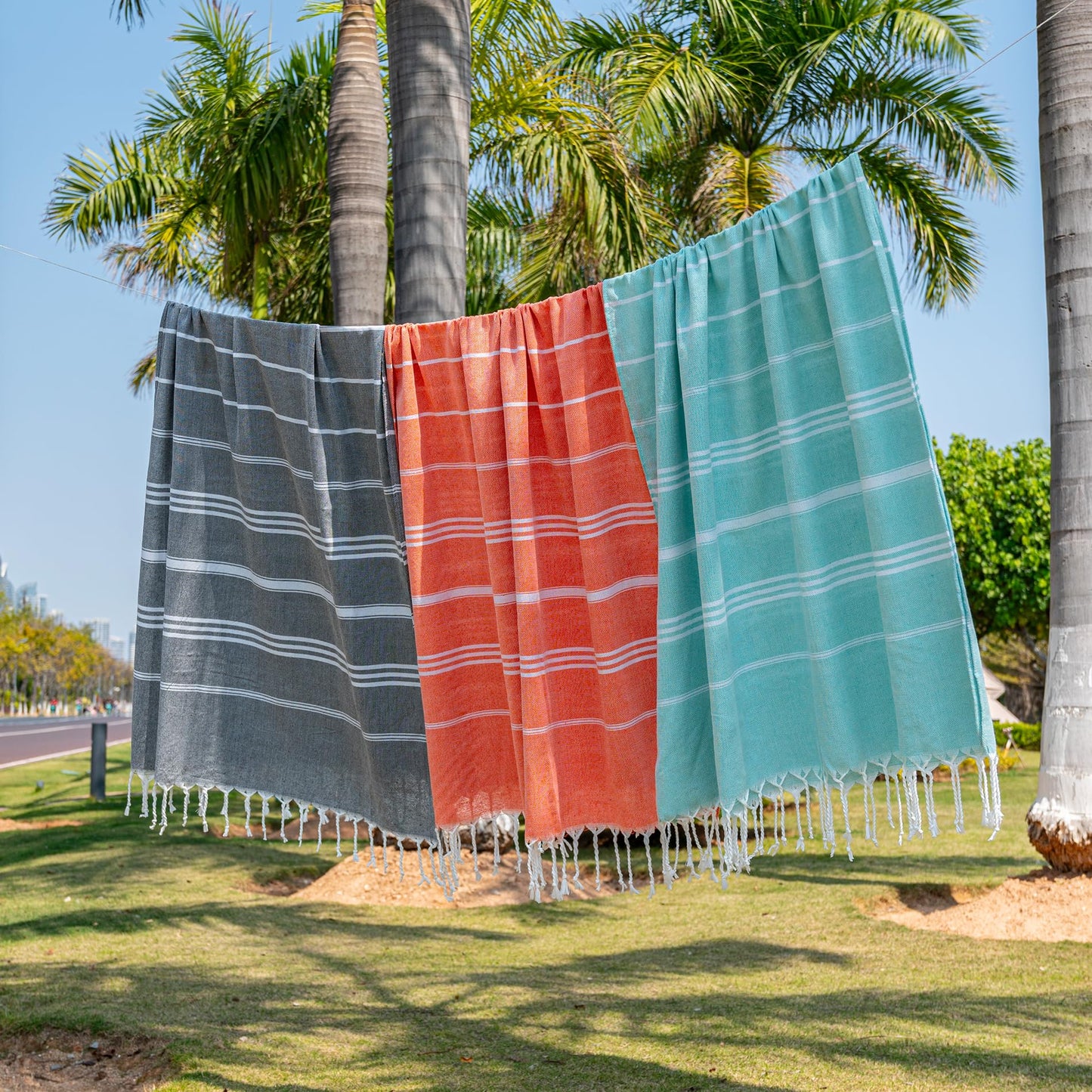 Aegero Turkish Beach Towel, 36"x71" Quick Dry Sand Free Oversized Bath Pool Swim Towel, Lightweight Travel Turkish Towels Vacation Essentials, Dark Gray