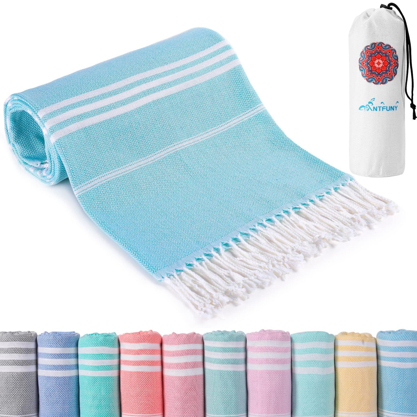 Antfuny Table Runner Boho Rustic, Turkish Beach Towel, Quick Dry, Sand Free, Extra Large Bath Towel, Lightweight for Adult Pool, Beach, Travel, Sandproof, Cute Compact Men Women Birthday Gifts