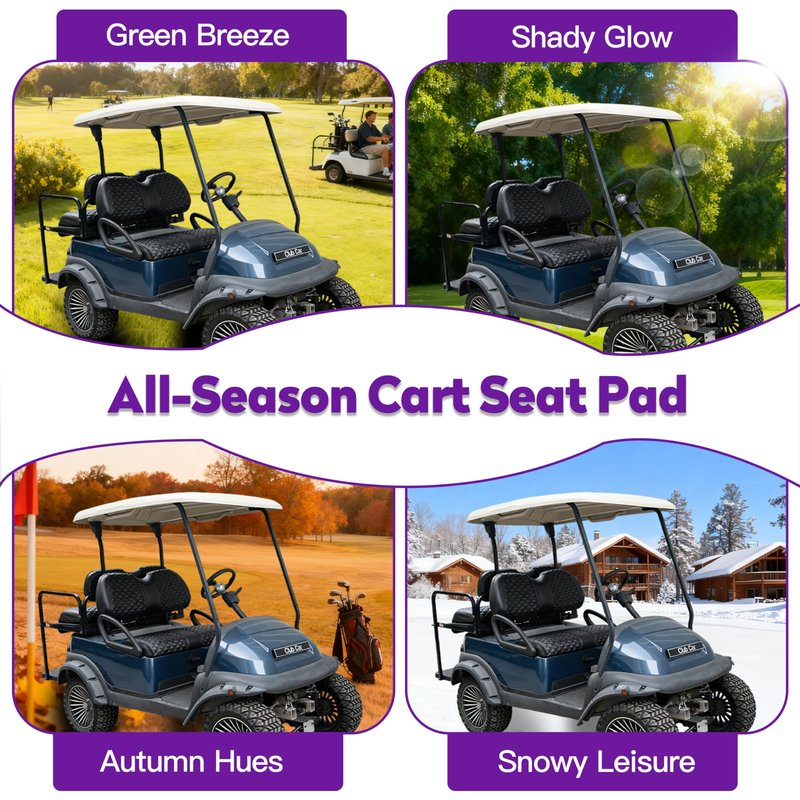 PZWLI Club Car Precedent seat Cover，Fit forClub Car Precedent，Vinyl seat Cover, Diamond Texture, Easy to Install Golf cart Accessories, no Staples Required（Black&Black Stitch）