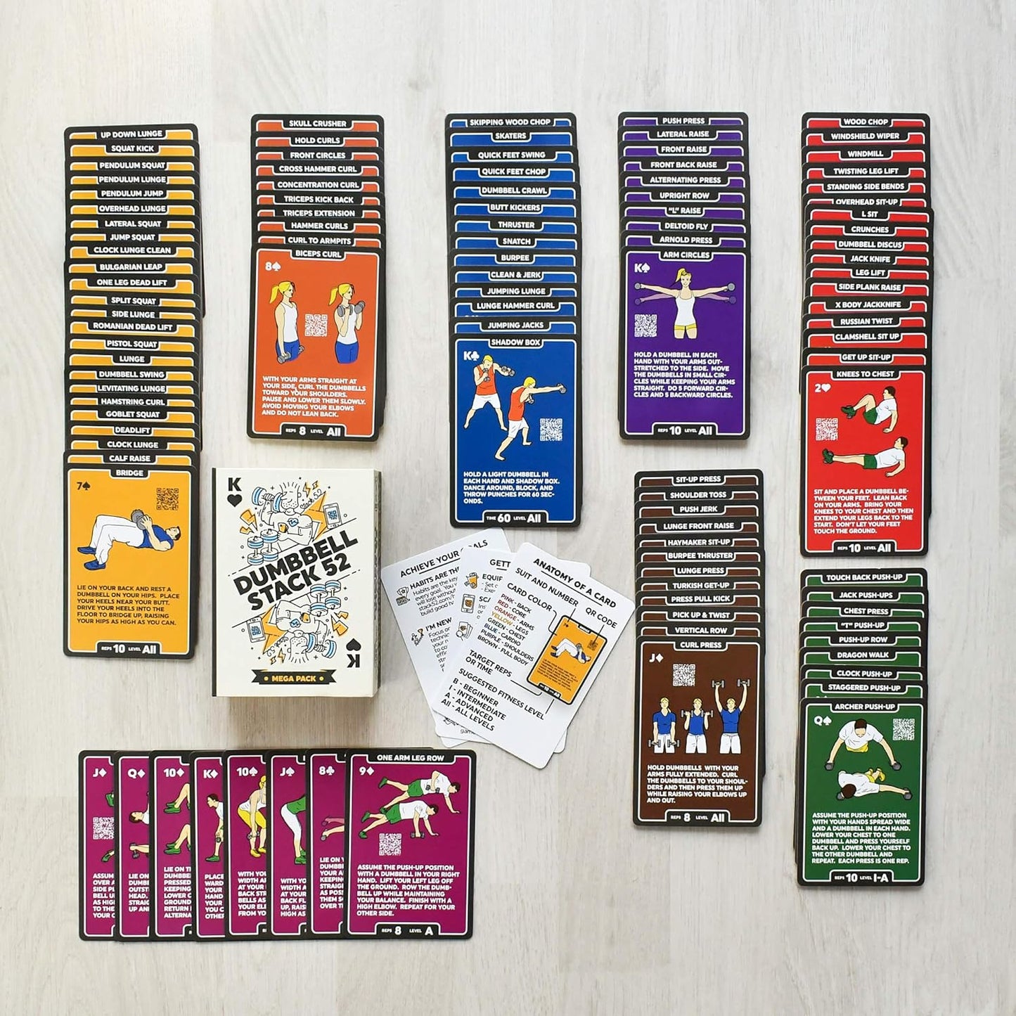 Dumbbell Exercise Cards - 52 Workout Playing Cards with Video Instructions | Perfect for Home Gym Fitness