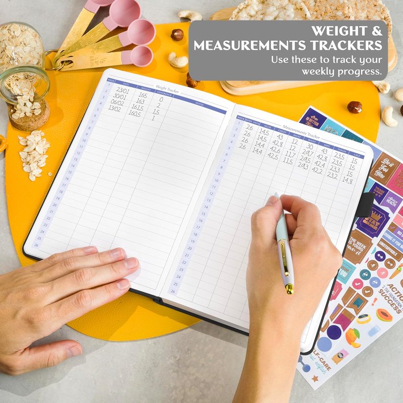 Wellness Planner & Food Journal - Daily Diet & Health Tracker with Weight Loss & Exercise Logs | A5 Size - Black
