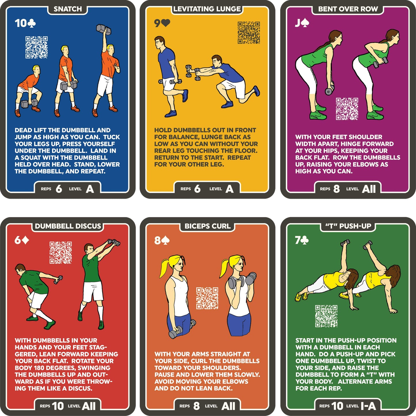 Stack 52 Dumbbell Exercise Cards. Dumbbell Workout Playing Card Game. Video Instructions Included. Perfect for Training with Adjustable Dumbbell Free Weight Sets and Home Gym Fitness. (2019 Base Deck)