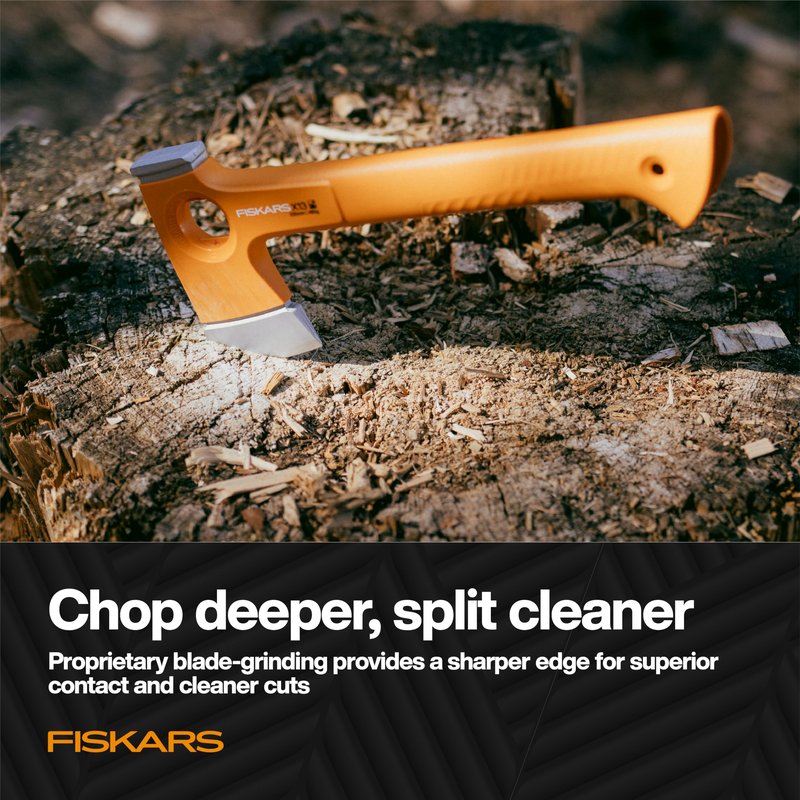 Fiskars X13 Ultralight Hiking Axe 13", Ultra-Sharp Forged Steel Blade for Efficient Chopping & Camping, 15% Lighter High-Visibility Orange FiberComp Handle Drives Tent Stakes, Sheath Included