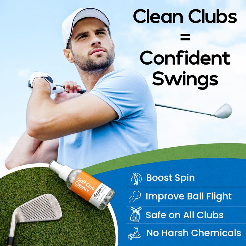 Club Doctor Golf Club Cleaner Spray, Club Cleaning Solution Removes Dirt From Grooves, Increase Spin and Improve Ball Flight, Fits into Bag for Convenience - 4 oz