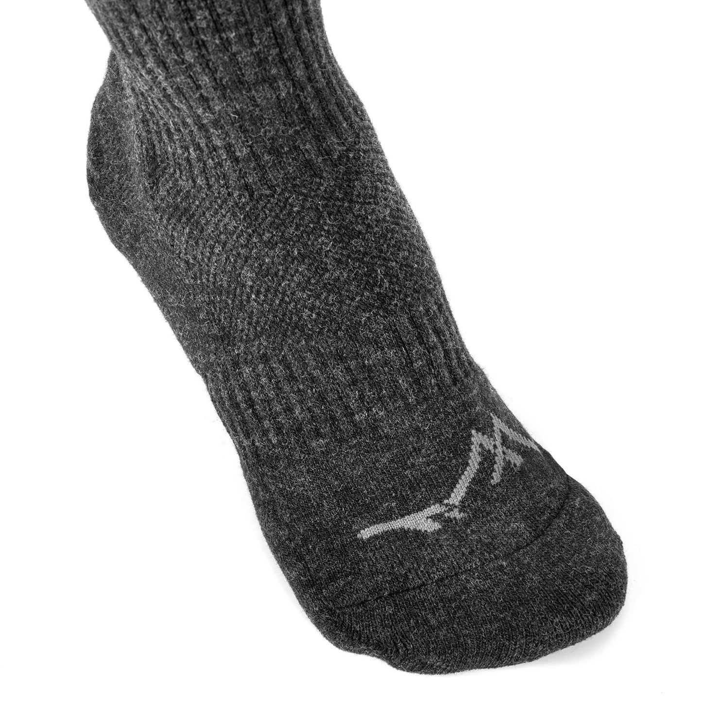 Wanderlust Knee-High Merino Wool Compression Socks Charcoal, Large (Shoe Sizes 8-12)