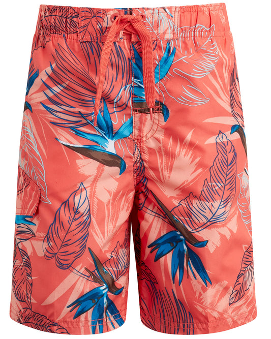 Kanu Surf Boys' Avalon Quick Dry UPF 50+ Beach Swim Trunk, Paradise Coral, 5/6