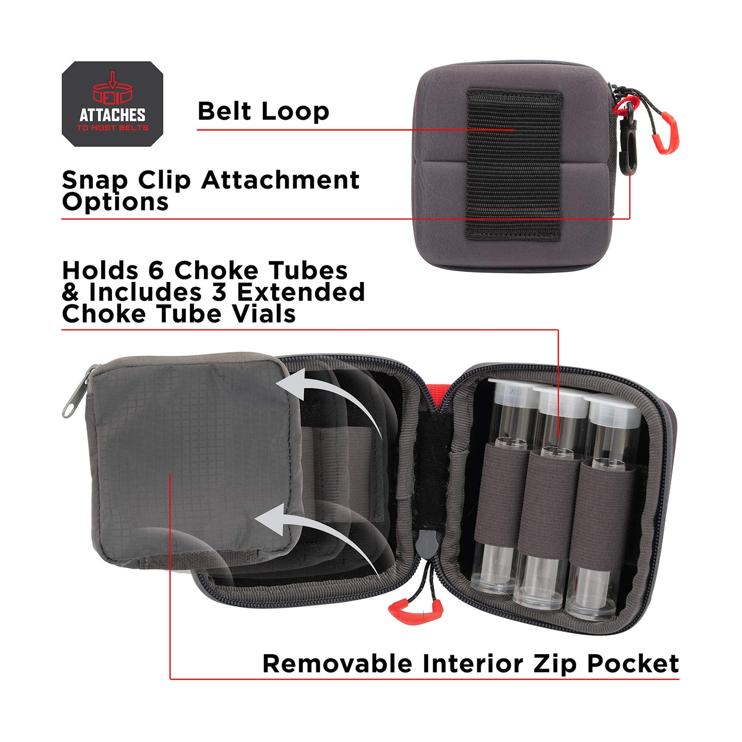 Allen Company Competitor Choke Tube Molded Case & 3 Extended Vials, Gray